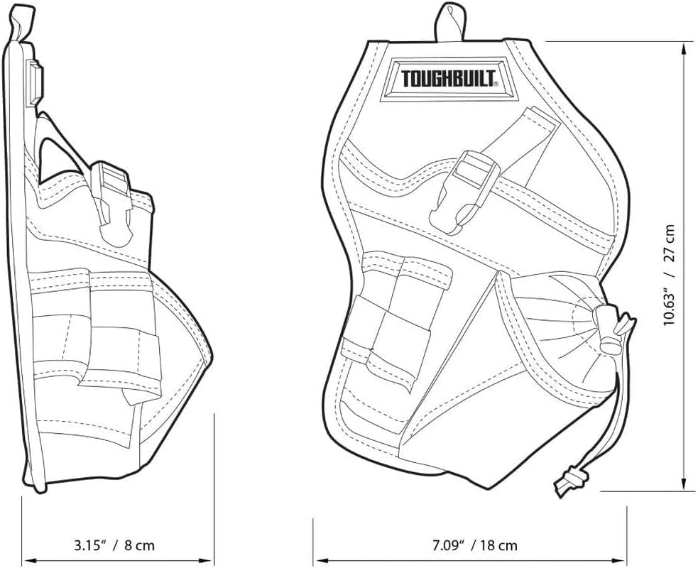 – Compact Drill Holster, Heavy-Duty Tool Holster with Cliptech Hub, Adjustable Drill Strap, Bit Pockets, and Rugged 1680D Construction for Secure Jobsite Access