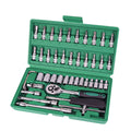 46-Piece Professional Car Repair Tool Kit – Inch Socket Set with Ratchet & Torque Wrench