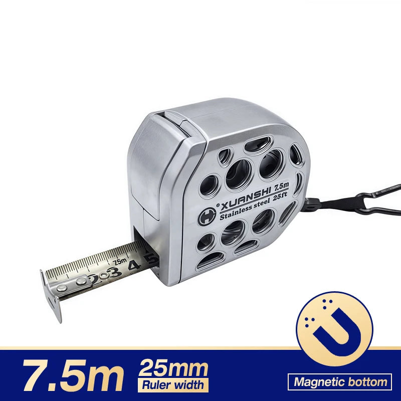 Premium Retractable Magnetic Hollow Tape Measure for Electricians Carpenters - Stainless Steel Anti-Corrosion Tool Gift