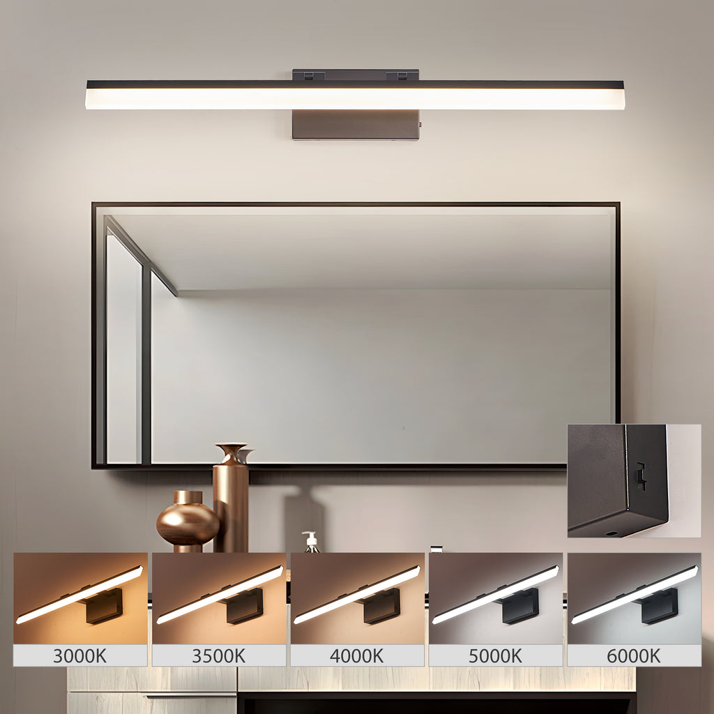 32” Modern LED Bathroom Vanity Light – Sleek Black Metal Wall Fixture for Mirror & Sink