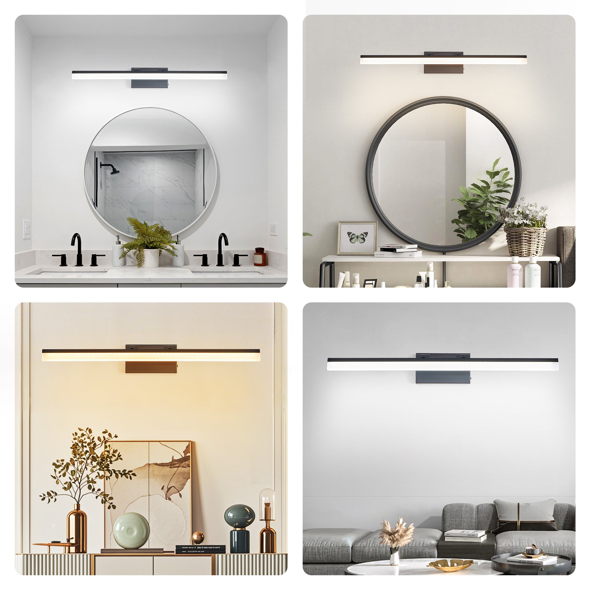32” Modern LED Bathroom Vanity Light – Sleek Black Metal Wall Fixture for Mirror & Sink
