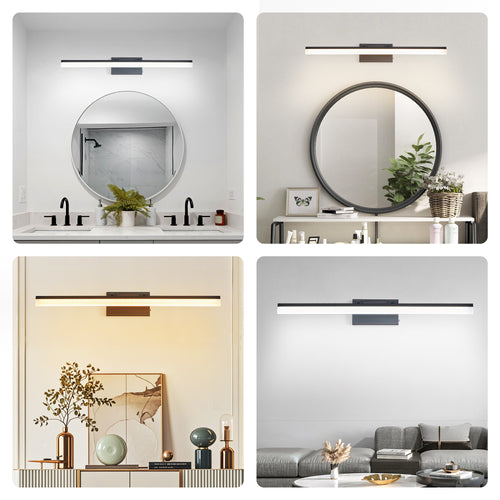 32” Modern LED Bathroom Vanity Light – Sleek Black Metal Wall Fixture for Mirror & Sink