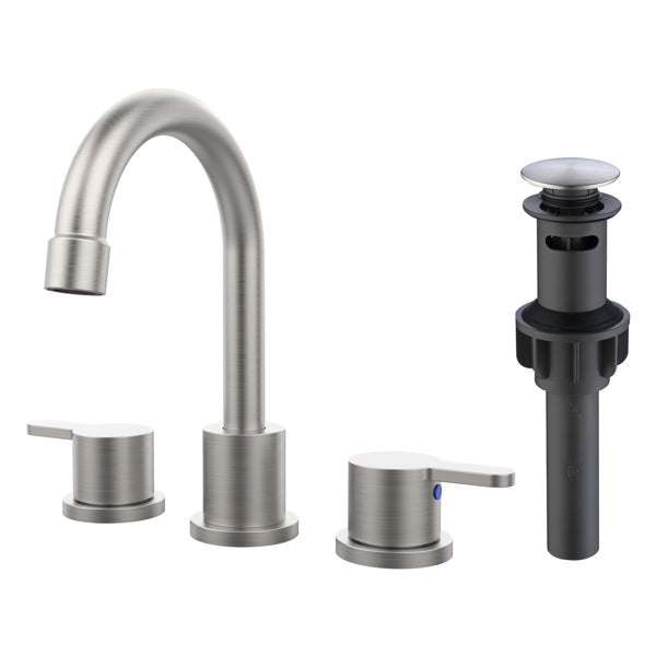 Brushed Nickel 2-Handle Bathroom Sink Faucet with Pop-Up Drain