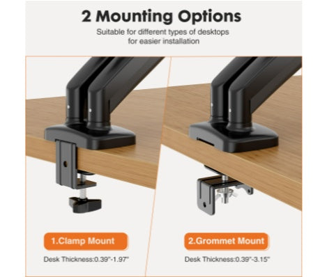 Dual Monitor Desk Mount - Adjustable Gas Spring Arm