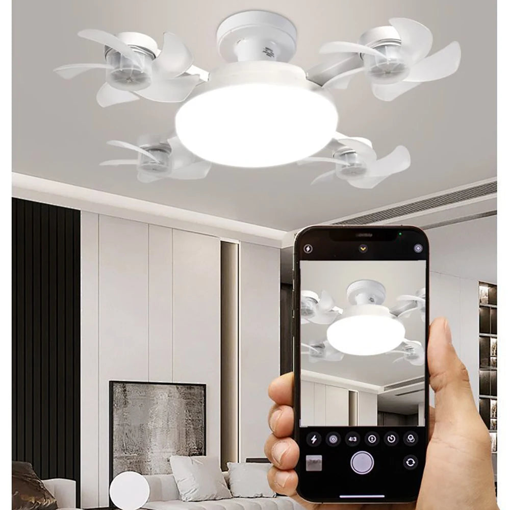 Modern Fan Light Drone Style E27 Bulb Remote Control 3-Speed Timer Bedside Table Bedroom Dining Room Lighting