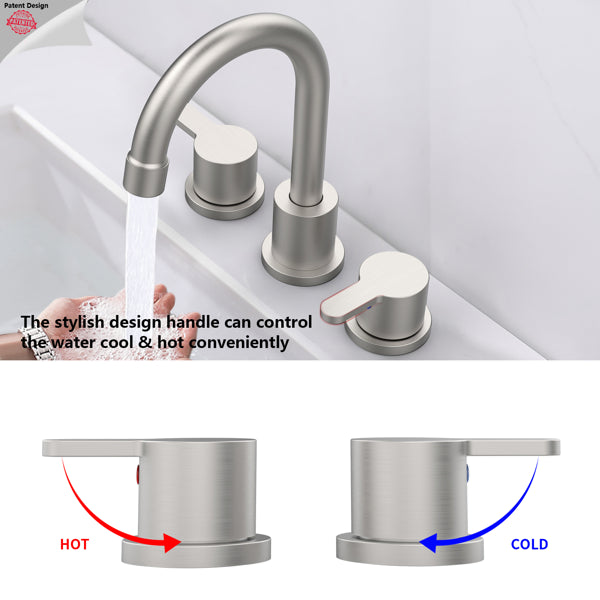 Brushed Nickel 2-Handle Bathroom Sink Faucet with Pop-Up Drain