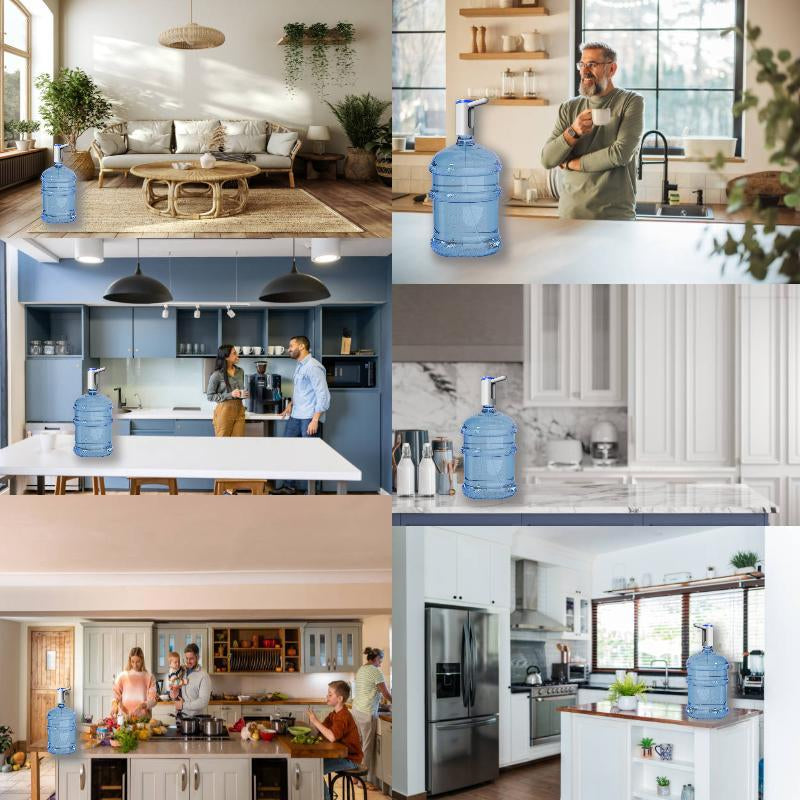 Water Dispenser for 5 Gallon Bottle, Portable USB Charging Electric Water Pump, Drinking Water Jug Pump for Home, Kitchen, Living Room, Office, Camping, Universal for 3-5 Gallon (Black)