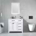 36" Luxurious Bathroom Vanity with Sink Top,Modern Bathroom Vanities with 2-Door and 5 Drawers Cabinet,Undermount Ceramic Sink,White