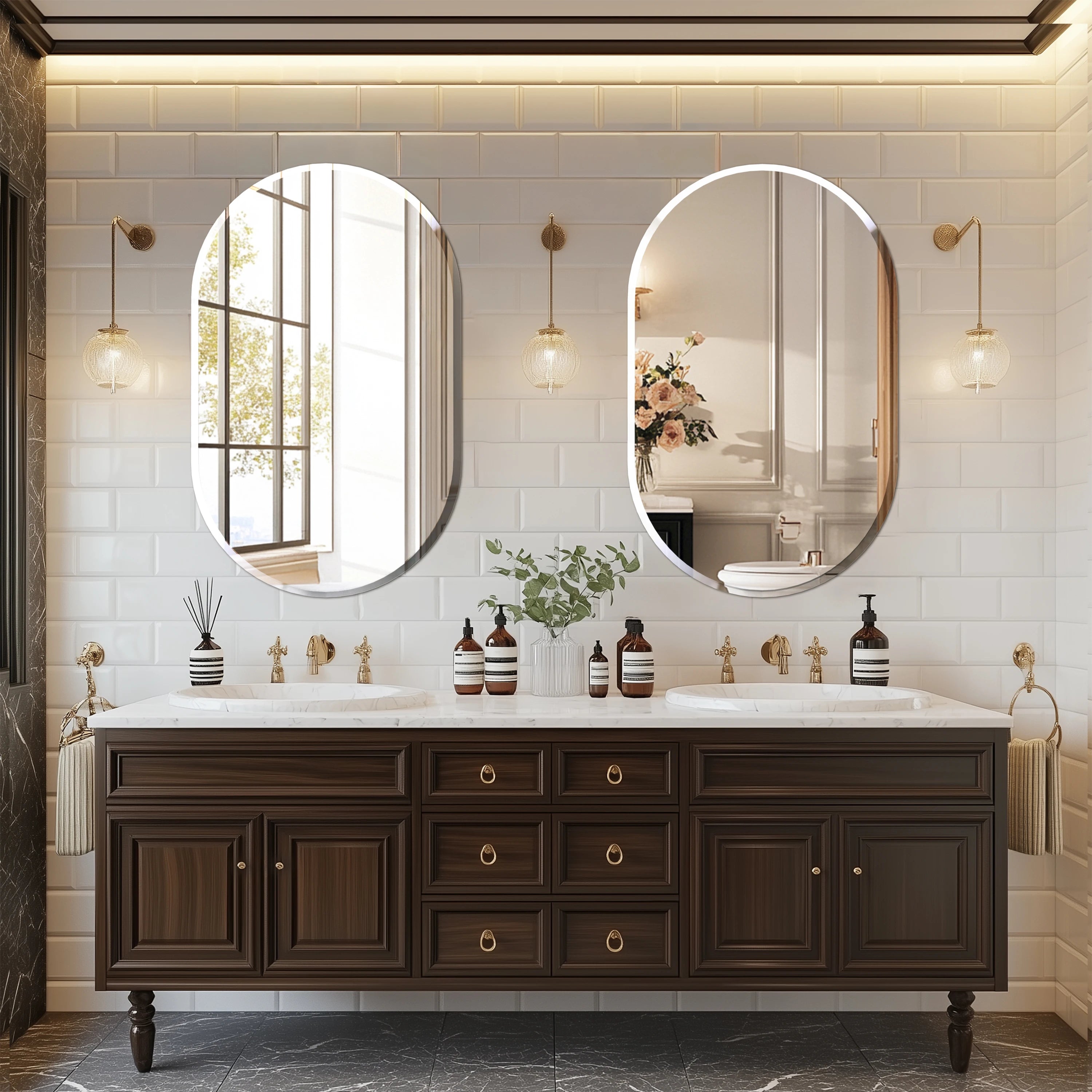 Bathroom Mirrors for over Sink - Oval Frameless Mirror - Beveled Polished Wall Mirror for Bathroom, Vanity, Bedroom
