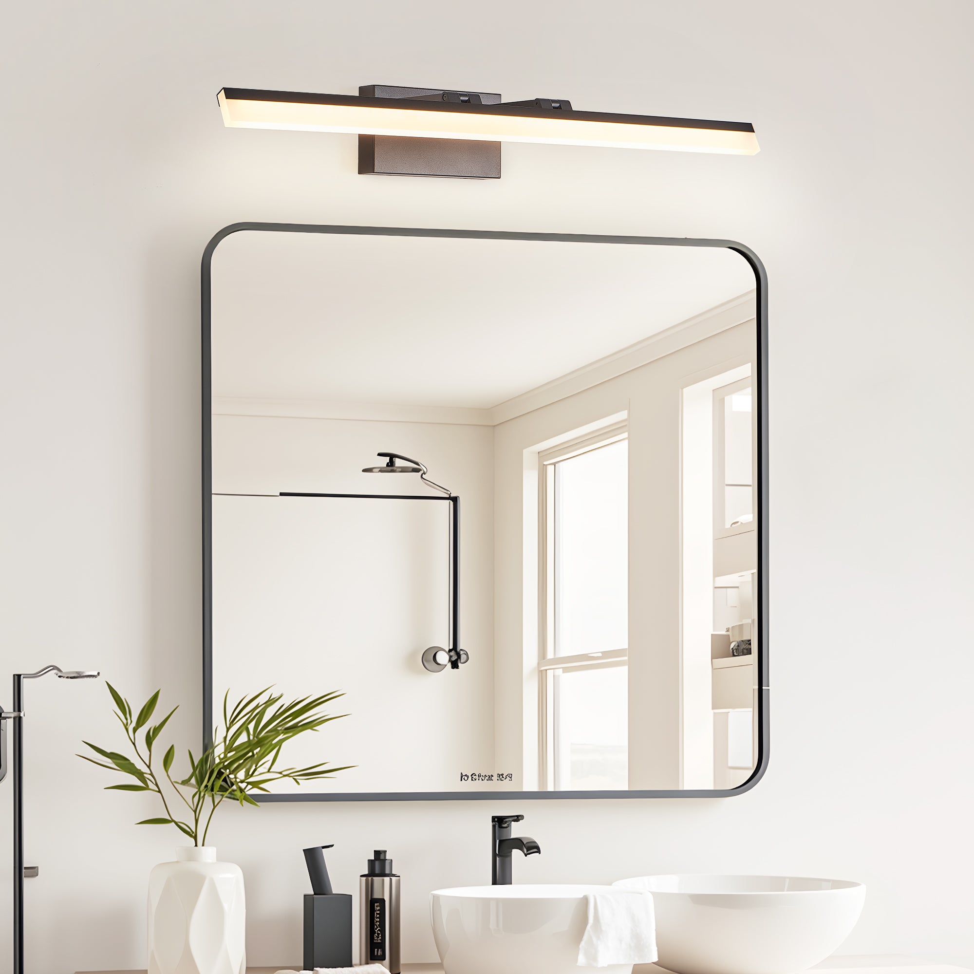 32” Modern LED Bathroom Vanity Light – Sleek Black Metal Wall Fixture for Mirror & Sink