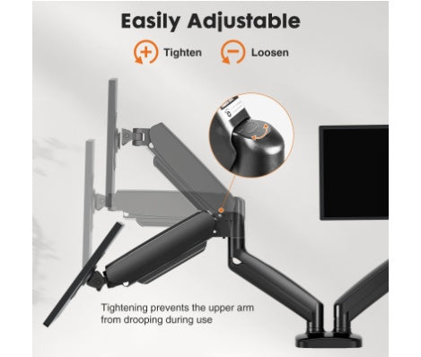 Dual Monitor Desk Mount - Adjustable Gas Spring Arm
