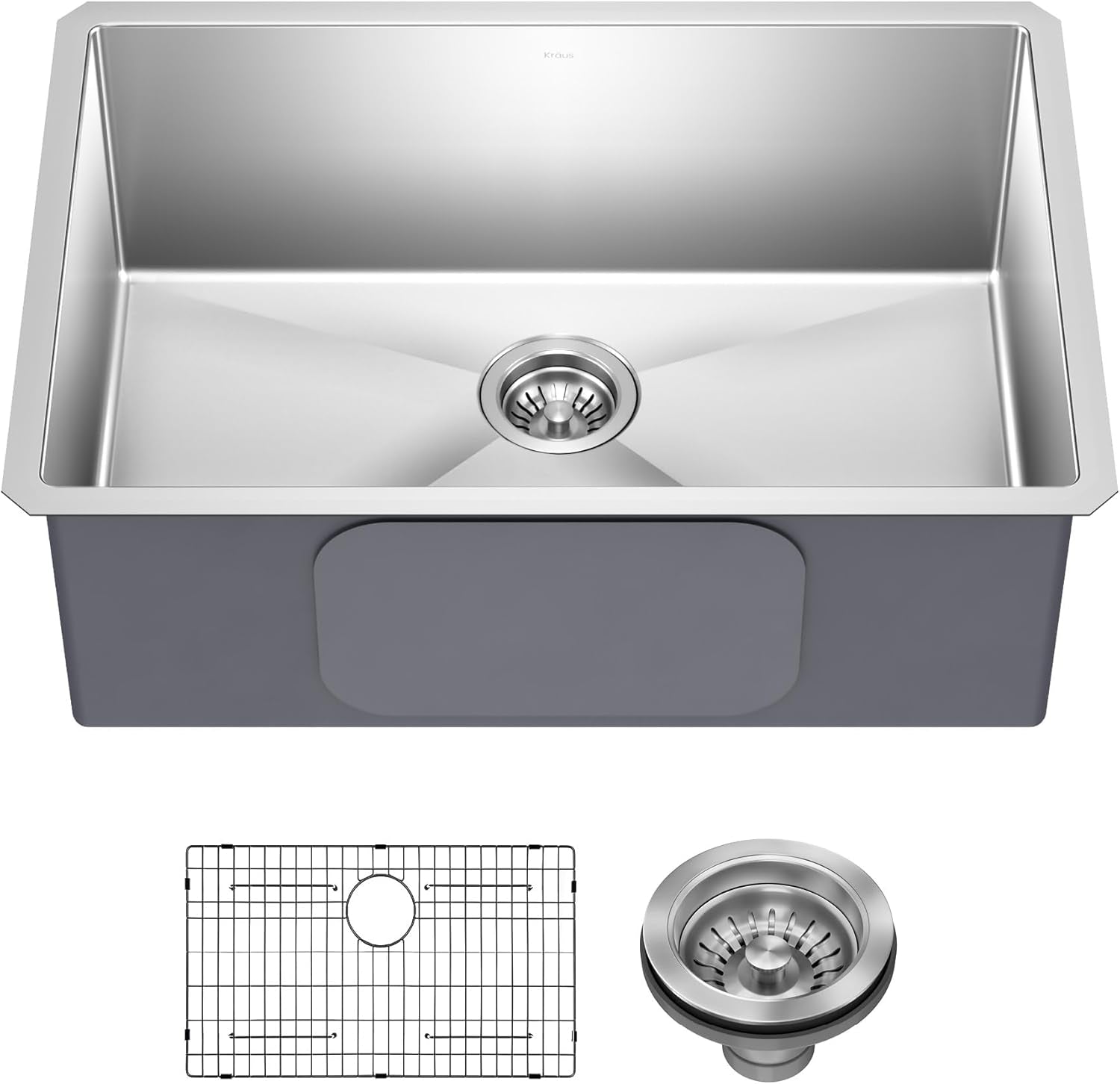 Standart PRO 28-Inch 16 Gauge Undermount Single Bowl Stainless Steel Kitchen Sink, KHU100-28